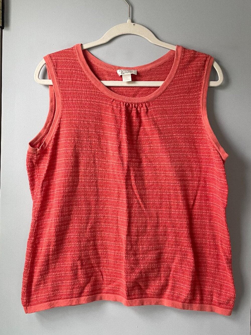 Coral-Red Textured Knit Tank (XL) by Christopher & Banks